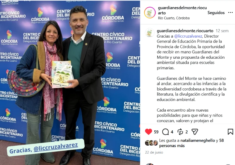 Daniela de la Torre presenta Guardianes del Monte a Cruz Álvarez