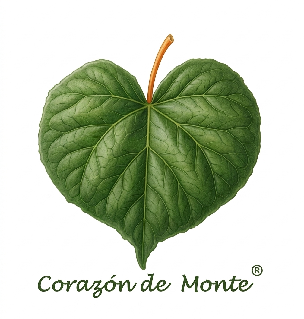 Corazón de Monte: logo con una hoja verde en forma de corazón
